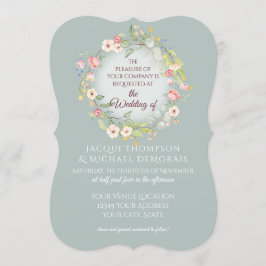Invitación Elegante Wreath Silvery Sage Boho Boda Floral