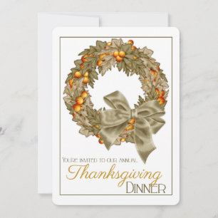 Invitación Elegante Wreath Thanksending Dinner Fiesta Invite