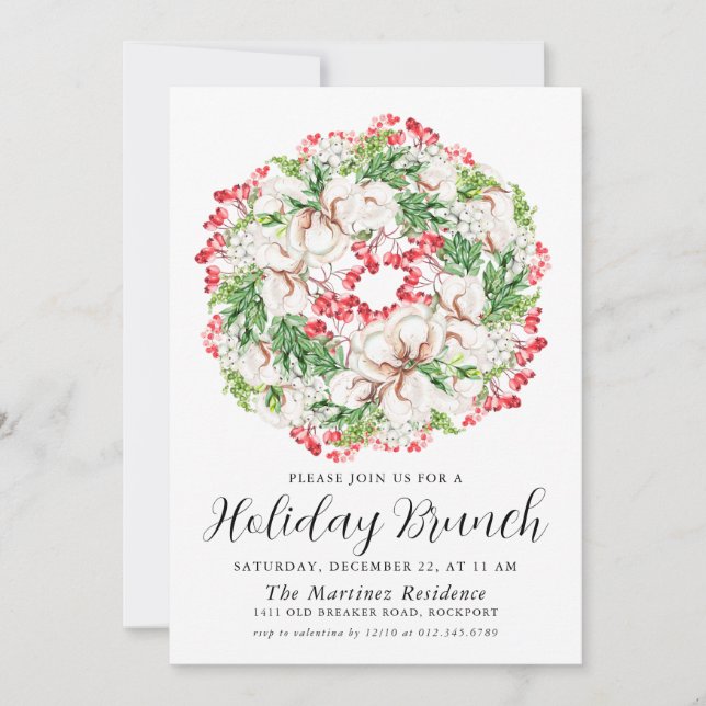 Invitación Elegante Wreath Wreath Holiday Brunch (Anverso)