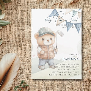 Invitación Elegante y adorable oso de peluche de golf, vamos 