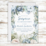 Invitación Elegante y agitada sorpresa floral azul 21 cumplea<br><div class="desc">Floral de color azul turquesa con hojas verde sabio Sorpresa 21ª invitación a fiesta de cumpleaños. Contáctame para obtener ayuda sobre la personalización o para solicitar productos coincidentes.</div>