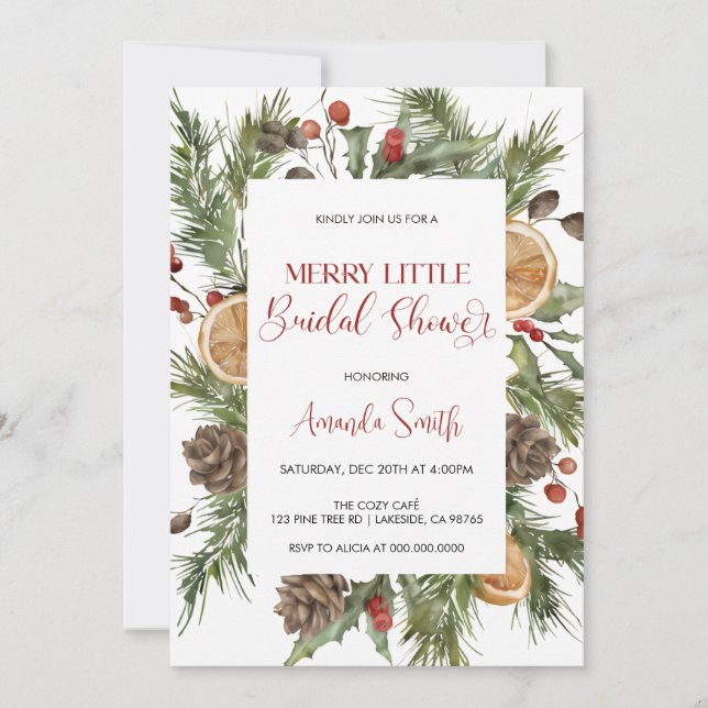 Invitación Elegante y alegre ducha de novia (Anverso)