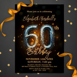 Invitación Elegante y brillante Mosaico de Oro en el cumpleañ