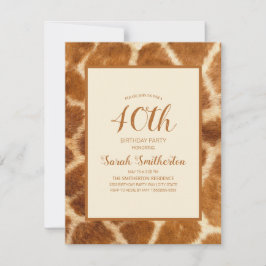 Invitación Elegante y caprichosa Giraffe Imprimir 40 cumpleañ