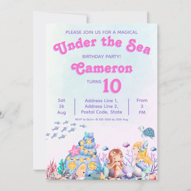 Invitación Elegante y caprichoso bajo el cumpleaños de la sir (Anverso)