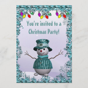 Invitación Elegante y caprichoso Fiesta Navidades azules de S