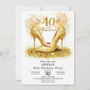 Invitación Elegante y caprichoso oro digital 40 cumpleaños