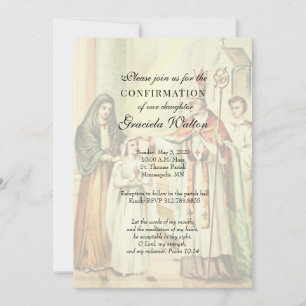Invitación Elegante y católico Sacramento del Chica de Confir