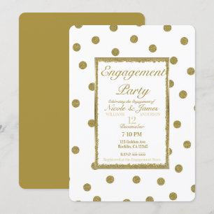 Invitación Elegante y Chic de Fiesta de Compromiso de Oro Bla