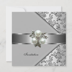 Invitación Elegante y Clásica Collar de Perlas Flo