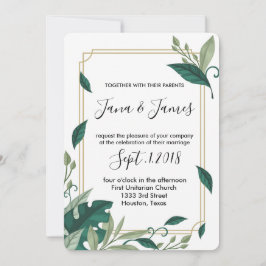 Invitación Elegante y clásico boda de salida verde