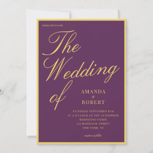 Invitación Elegante y Clásico Bodas de Plum y Amarillo Old Mo