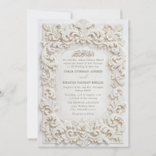 Invitación Elegante y clásico marco barroco blanco para boda