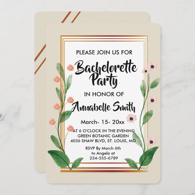 Invitación Elegante y clásico soltero sofisticado (Anverso / Reverso)