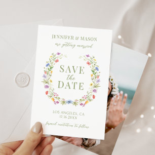 Invitación Elegante y colorido boho floral Save the Date foto
