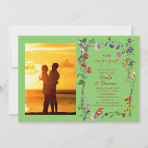 Invitación elegante y colorido compromiso boda de flores silv