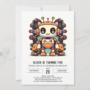Invitación Elegante y colorido cumpleaños de un robot de anti
