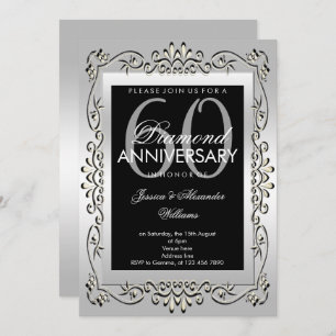 Invitación Elegante y decorativo Aniversario Boda de Plata 60
