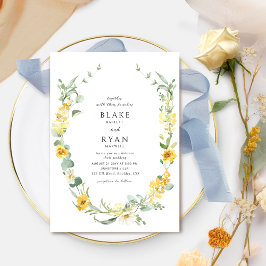 Invitación Elegante y Delicado Boda de guirnaldas amarillas