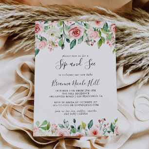 Invitación Elegante y delicado floral de otoño para tomar y v