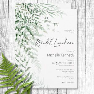 Invitación Elegante y Delicado Verdor Ferns Bridal Luncheon