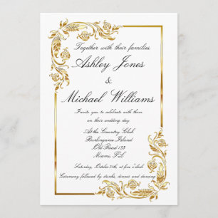 Invitación Elegante y dorado Boda cordial