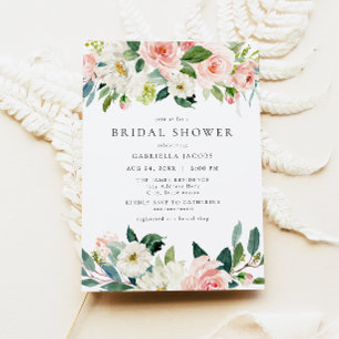 Invitación Elegante y dulce ducha de novia floral rosa Rubor