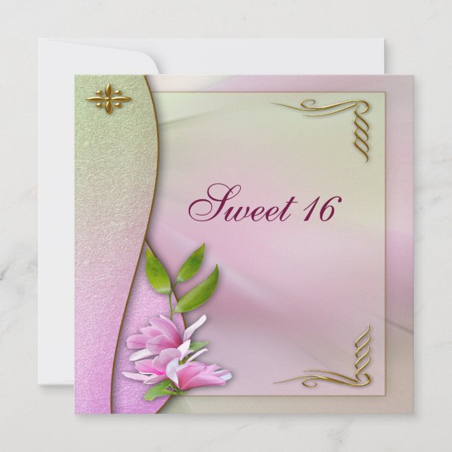 Invitación Elegante y dulce Magnolia Rosa invita (Anverso)