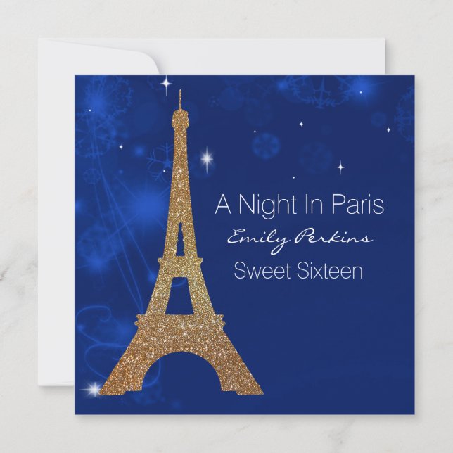 Invitación Elegante y dulce tema de París Dieciséis invitacio (Anverso)