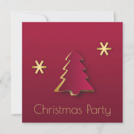 Invitación Elegante y elegante árbol de navidad rojo dorado