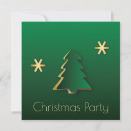 Invitación Elegante y elegante árbol de Navidad verde dorado