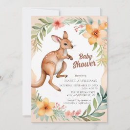 Invitación Elegante y elegante Baby Shower de canguro floral