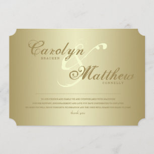 Invitación Elegante y elegante   Billete de oro   Boda Gracia