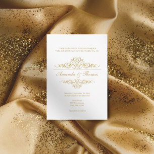 Invitación Elegante y elegante boda adorno de marco dorado