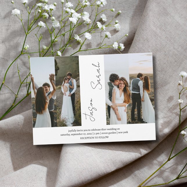 Invitación Elegante y elegante boda de 4 fotos (Subido por el creador)
