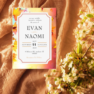 Invitación Elegante y elegante Boda de hojas otoñales bordead