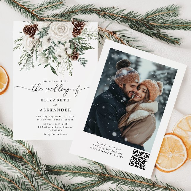 Invitación Elegante y elegante boda de invierno (Subido por el creador)