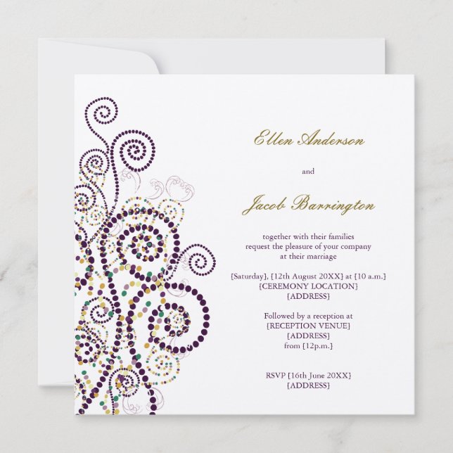 Invitación Elegante y elegante Boho Purple Spirals Invite a l (Anverso)