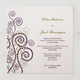 Invitación Elegante y elegante Boho Purple Spirals Invite a l