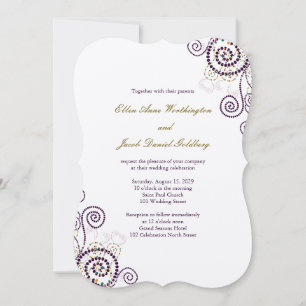 Invitación Elegante y elegante Boho Purple Spirals Invite a l