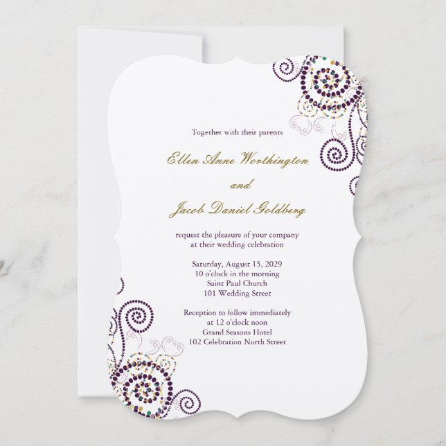 Invitación Elegante y elegante Boho Purple Spirals Invite a l (Anverso)