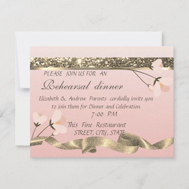 Invitación Elegante Y Elegante Comedor Floral (Anverso)