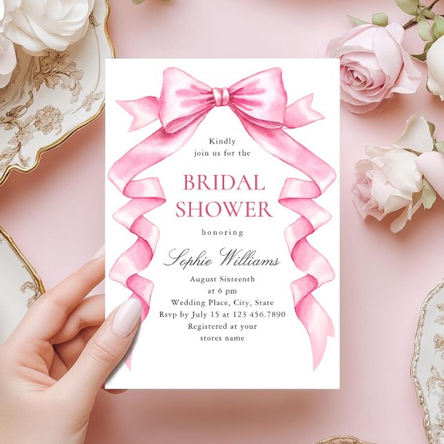 Invitación Elegante Y Elegante Ducha Bridal De Mano Rosa (Subido por el creador)