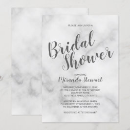 Invitación Elegante y elegante ducha de novia en mármol blanc
