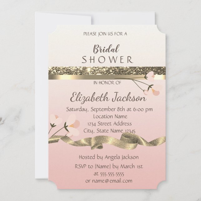 Invitación Elegante Y Elegante Ducha De Novias Florales (Anverso)