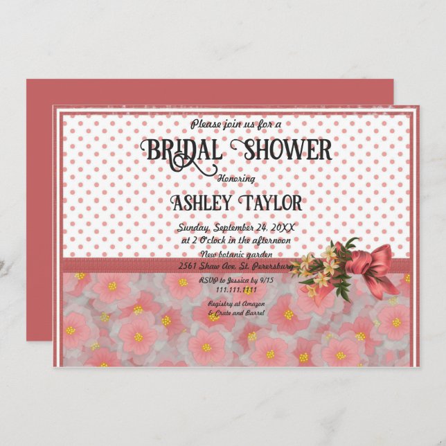 Invitación Elegante Y Elegante Ducha De Novias Formales De Co (Anverso / Reverso)