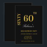 Invitación Elegante y elegante fiesta de cumpleaños 60 en neg<br><div class="desc">Elegante y elegante negro y oro 60 cumpleaños de invitación</div>