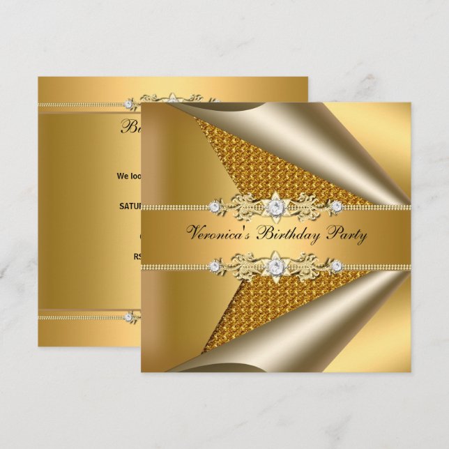 Invitación Elegante y elegante fiesta de cumpleaños de las mu (Anverso / Reverso)