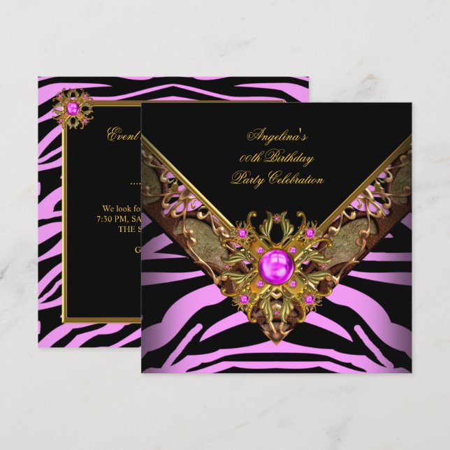 Invitación Elegante y elegante fiesta de cumpleaños de oro ro (Anverso / Reverso)