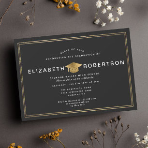Invitación Elegante y elegante fiesta de graduación del Diplo